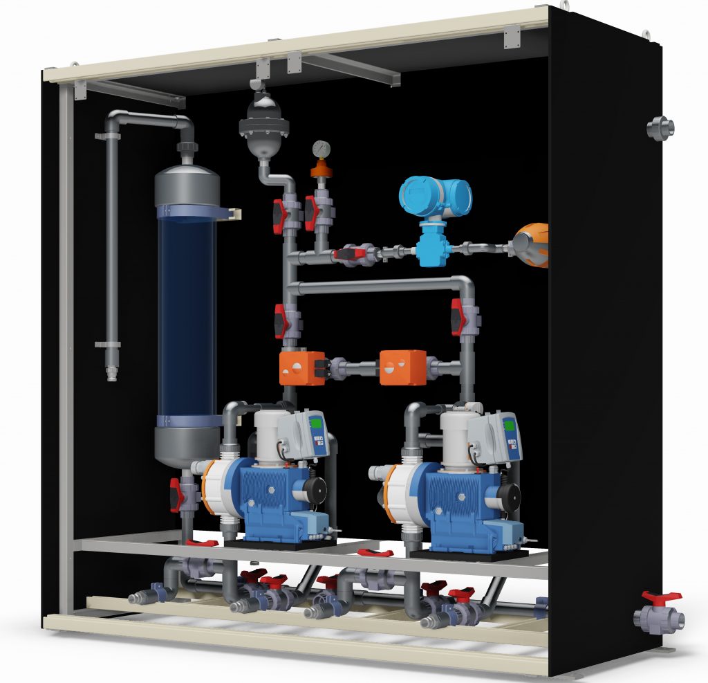 sodium hypochlorite dosing skid 3D model Autodesk Inventor